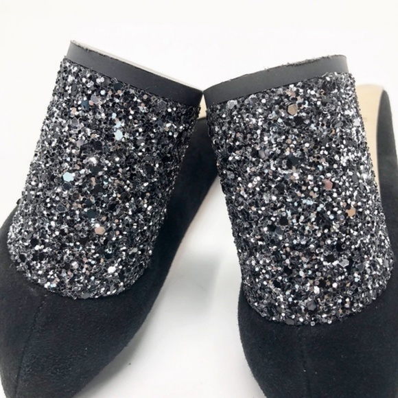 🖤 KATE SPADE 🩶 Metallic Glitter Chunky Heel Pumps sz 6 - Picture 5 of 8